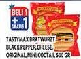 Promo Harga Tastymax Bratwurst Original, Chesee, Blackpapper, Mini, Cocktail 500 gr - Hypermart