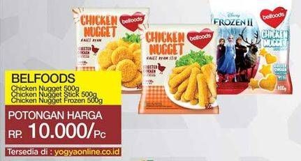Promo Harga BELFOODS Nugget Chicken Nugget, Chicken Nugget Stick 500 gr - Yogya