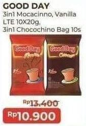 Promo Harga Good Day Instant Coffee 3 in 1 Mocacinno, Vanilla Latte, Chococinno per 10 sachet 20 gr - Alfamart