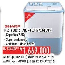 Promo Harga Sharp ES-T79SJ-BL/PK | Washing Machine Twin Tube 7.5kg  - Hypermart