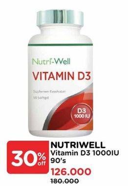 Promo Harga Nutriwell Vitamin D3 1000 IU 90 pcs - Watsons