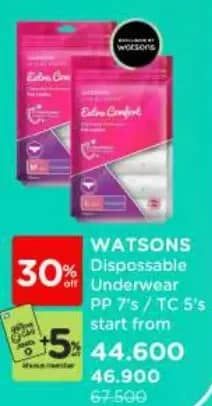 Promo Harga Watsons Disposable Underware 5 pcs - Watsons