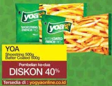 Promo Harga YOA French Fries Shoestring, Butter Coated 500 gr - Yogya