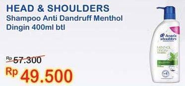 Promo Harga HEAD & SHOULDERS Shampoo Menthol Dingin 400 ml - Indomaret