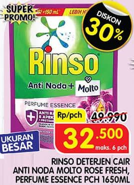 Promo Harga Rinso Liquid Detergent + Molto Pink Rose Fresh, + Molto Purple Perfume Essence 1650 ml - Superindo