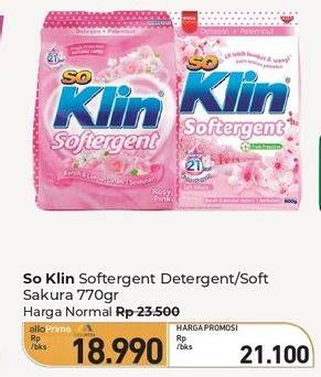 Promo Harga So Klin Softergent Soft Sakura, Rossy Pink 770 gr - Carrefour