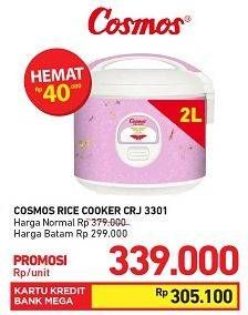 Promo Harga COSMOS CRJ 3301 | Rice Cooker  - Carrefour