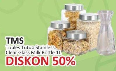 Promo Harga TMS Toples Tutup Stainless/TMS Clear Glass Milk Bottle   - Yogya