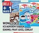 Promo Harga Wong Coco Ice Bon Bon Cokelat, Fruity, Mix per 5 pcs 80 gr - Hypermart