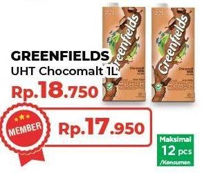 Promo Harga Greenfields UHT Choco Malt 1000 ml - Yogya