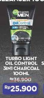 Promo Harga GARNIER MEN Turbo Light Oil Control Facial Foam 3in1 Charcoal 100 ml - Alfamart