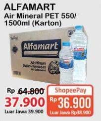 Promo Harga ALFAMART Air Mineral 550ml / 1500ml (Karton)  - Alfamart