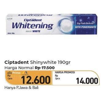 Promo Harga Ciptadent Pasta Gigi Whitening Maxi White 190 gr - Carrefour