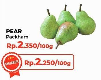 Promo Harga Pear Packham per 100 gr - Yogya