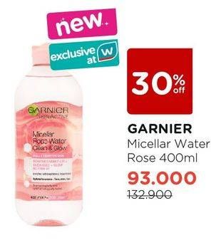 Promo Harga GARNIER Micellar Water Cleanse Glow 400 ml - Watsons