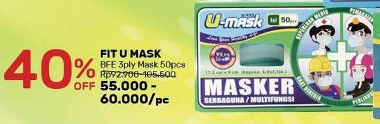 Promo Harga FIT-U-MASK Masker 50 pcs - Guardian