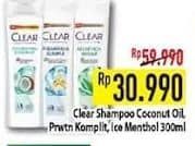 Promo Harga Clear Shampoo Coconut Rice Freshness, Complete Soft Care, Ice Cool Menthol 300 ml - Hypermart