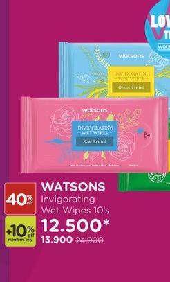 Promo Harga WATSONS Invigorating Wet Tissue 10 pcs - Watsons