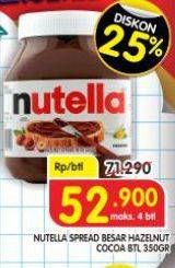 Promo Harga Nutella Jam Spread Chocolate Hazelnut 350 gr - Superindo