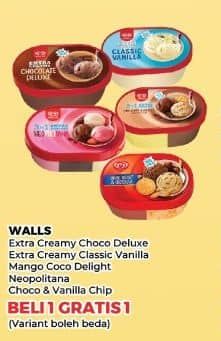 Promo Harga Walls Ice Cream Chocolate Deluxe, Classic Vanilla, Mango Coco Delight, Neopolitana, Chocolate Vanilla With Chocolate Chip 300 ml - Yogya