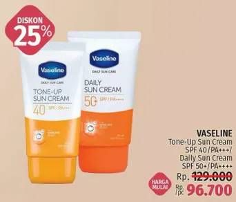 Promo Harga VASELINE Daily Sun Care Tone Up SPF40, Sun Cream SPF50 50 ml - LotteMart