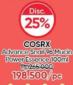 Promo Harga COSRX Advance Snail 96 Mucin Power Essence 100 ml - Guardian