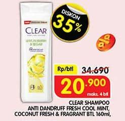 Promo Harga Clear Shampoo Coconut Rice Freshness, Ice Cool Menthol 160 ml - Superindo