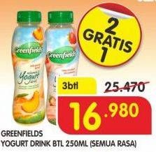 Promo Harga GREENFIELDS Yogurt Drink All Variants per 3 botol 250 ml - Superindo