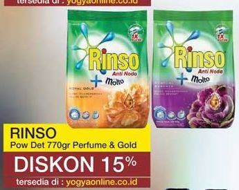 Promo Harga RINSO Anti Noda Deterjen Bubuk + Molto Purple Perfume Essence, + Molto Royal Gold 770 gr - Yogya