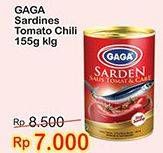 Promo Harga GAGA Sardines In Tomato Sauce Chilli/ Tomat Dan Cabe 155 gr - Indomaret
