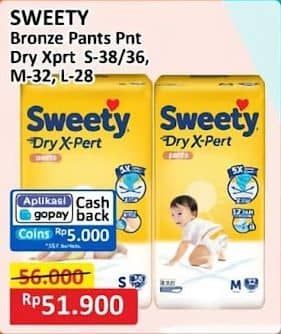 Promo Harga Sweety Bronze Pants Dry X-Pert S36+2, M32, L28 28 pcs - Alfamart