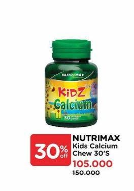 Promo Harga Nutrimax Kidz Calcium Chewable  30 pcs - Watsons