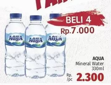 Promo Harga AQUA Air Mineral per 4 botol 330 ml - LotteMart