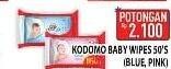 Promo Harga KODOMO Baby Wipes Classic Blue, Rice Milk Pink 50 pcs - Hypermart