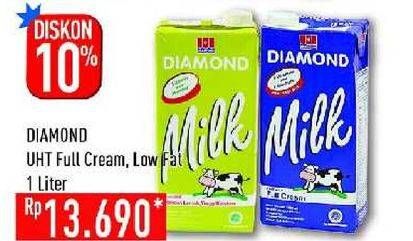 Promo Harga DIAMOND Milk UHT Full Cream, Low Fat 1000 ml - Hypermart