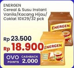 Promo Harga Energen Cereal Instant Chocolate, Vanilla, Kacang Hijau per 10 sachet 30 gr - Indomaret