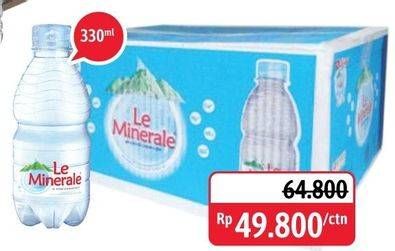 Promo Harga LE MINERALE Air Mineral per 24 botol 330 ml - Alfamidi