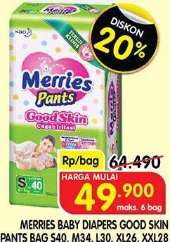 Promo Harga Merries Pants Good Skin L30, M34, S40, XL26, XXL28 26 pcs - Superindo