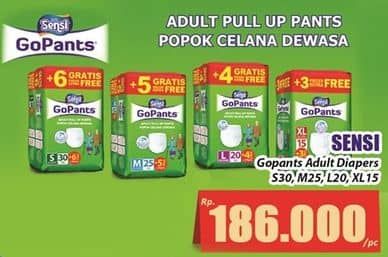 Promo Harga Sensi GoPants Adult Diapers S30+6, M25+5, L20+4, XL15+3 18 pcs - Hari Hari