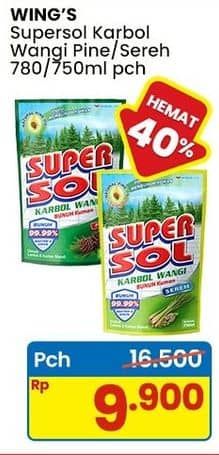 Promo Harga Supersol Karbol Wangi Pine, Sereh 750 ml - Indomaret