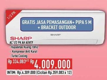 Promo Harga Sharp AH-A5VEY | AC 1/2PK  - Hypermart