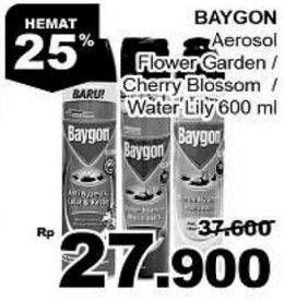 Promo Harga BAYGON Insektisida Spray Flower Garden, Cherry Blossom, Water Lily Rose 600 ml - Giant