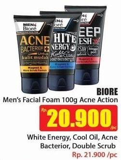 Promo Harga BIORE MENS Facial Foam Acne Action 100 gr - Hari Hari