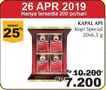 Promo Harga Kapal Api Kopi Bubuk Special per 20 sachet 6 gr - Giant