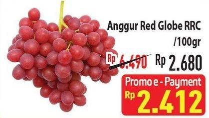 Promo Harga Anggur Red Globe Cina per 100 gr - Hypermart