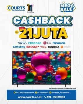 Promo Harga AQUA, Hisense, LG, Panasonic, Samsung, Sharp, TCL, Toshiba, Xiaomi  - COURTS