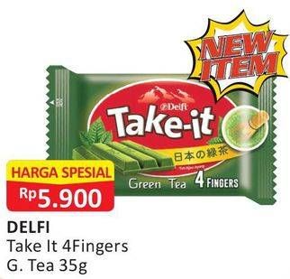 Promo Harga DELFI Take It Wafer 4 Fingers Green Tea 35 gr - Alfamart