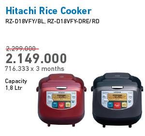 Promo Harga HITACHI RZ-D18VFY | Rice Cooker  - Electronic City