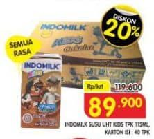 Promo Harga Indomilk Susu UHT Kids All Variants per 40 pcs 115 ml - Superindo