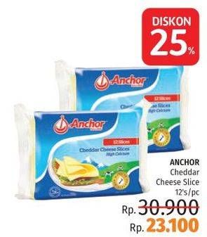 Promo Harga ANCHOR Cheddar Cheese Slice Original 12 pcs - LotteMart